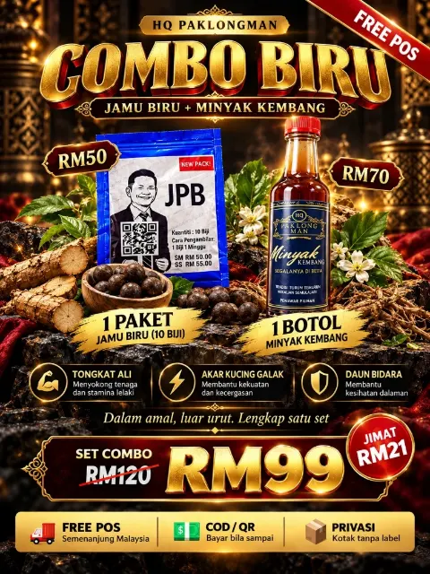 Combo Biru: 1 Jamu Biru + 1 Minyak Kembang