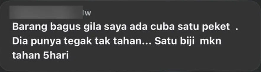 Komen pelanggan: barang bagus, cuba satu peket